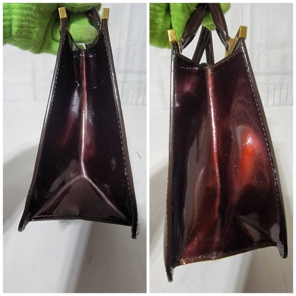 Authentic LOUIS VUITTON Monogram Vernis Deesse PM Patent Handbag Wine - Picture 10 of 13